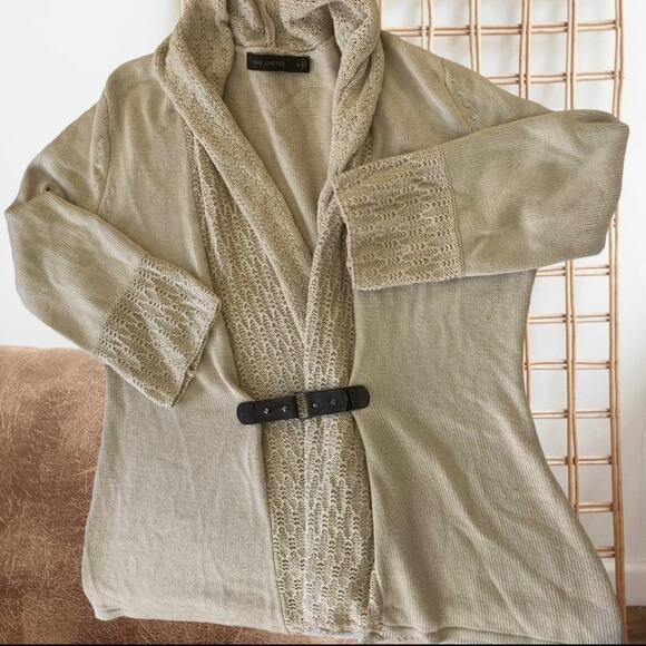 Brown Leather Belted Sweater Medium The Limited Vintage Y2K  Classic Cream - Picture 5 of 12